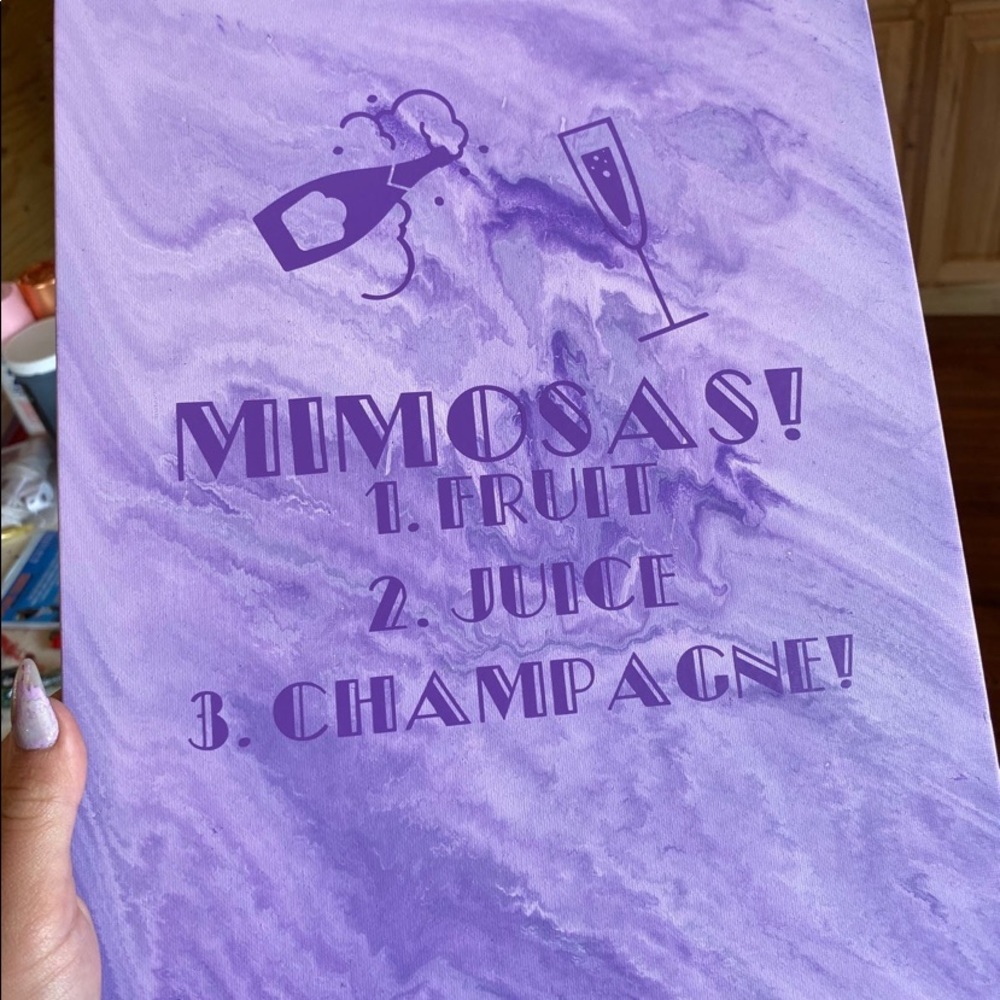 Mimosa bar sign step by step pour paint on canvas